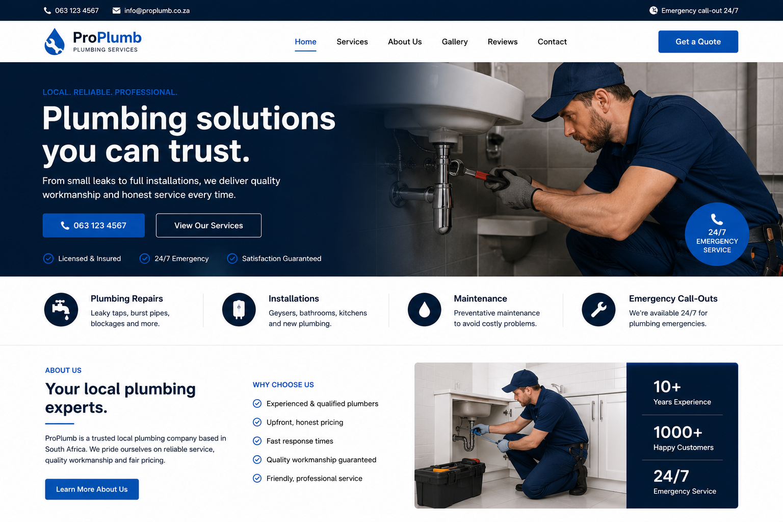 Trades and local services website example